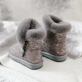 TIMETANGsnow støvler til kvinder 2019 nye vinter læder sko varm quiltet side lynlås ankel støvler til kvinder afslappet vinter støvler