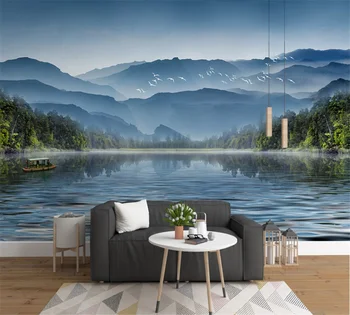 Tilpasset 3D tapet vægmaleri nye Kinesiske stil blæk maleri landskab-TV sofa baggrund væggen