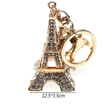 100pcs gratis shipping Engros Mode Krystal Rhinestone 3D Eiffeltårnet Valentine ' s Day Smykker gave Nøglen/nøglering