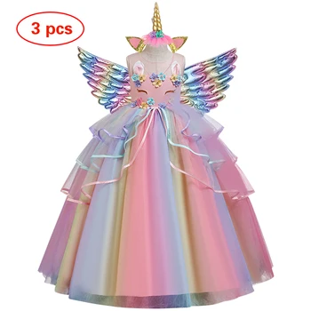 Unicorn Børn Piger Blomst Kjole fantasy cosplay Party Girl Kjole Bolden Kjole Prom Formelle Maxi Kjole 3-14y teenager kjoler