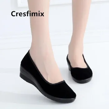 Cresfimix kvinder mode kile hæl sort ballet sko til damer, afslappet dans sko cool slip på foråret sko dames schoenen a5489
