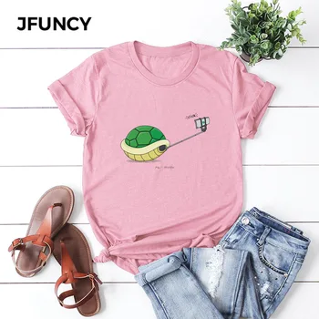 JFUNCY Plus Size Nye Print Kvinder Casual Tshirt 2020 Sommeren Kvinder T-shirts Kvindelige Bomuld kortærmet t-Shirts Top Kvinde T-Shirt