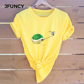 JFUNCY Plus Size Nye Print Kvinder Casual Tshirt 2020 Sommeren Kvinder T-shirts Kvindelige Bomuld kortærmet t-Shirts Top Kvinde T-Shirt