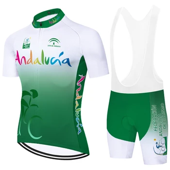 Team ANDALUCIA cykling passer 20D gel pad sommeren hurtig tør spanien korte ærmer maillot ciclismo hombre verano 2021