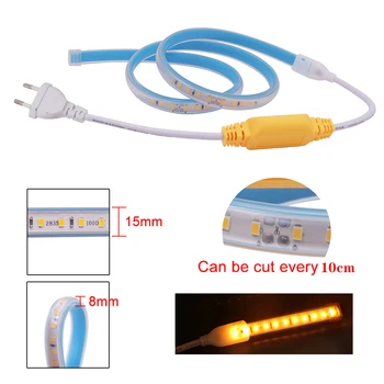 2020 Nye AC 220V Led Strip Light SMD2835 120Leds/m Led lysbånd Vandtæt 10CM Cuttable Fleksibel Led-Lampe Guld Gul/Hvid