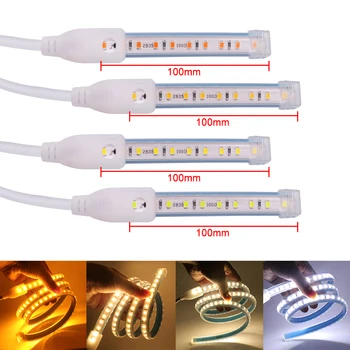 2020 Nye AC 220V Led Strip Light SMD2835 120Leds/m Led lysbånd Vandtæt 10CM Cuttable Fleksibel Led-Lampe Guld Gul/Hvid