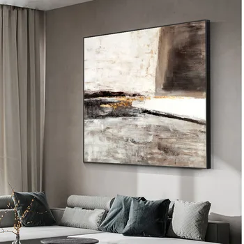 Nordisk abstract olie maleri til væggen dekoration håndtegnede lærred, billede kunst af høj kvalitet plakat til stuen, soveværelset