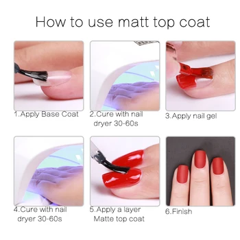 MSHARE Mat Top Coat + Hvid +Sort Neglen Gel Polish Lak Soak Off UV-LED-Gel Neglelak