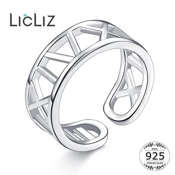 LicLiz Nåde 925 Sterling Sølv Romertal Justerbare Ringe Vintage Bryllup Part Ring For Kvinder Mystic Kode Bangue LR0290