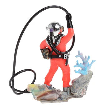 Fish Tank Brug Havet Treasure Diver Handling Akvarium Ornament Realistisk Design W212