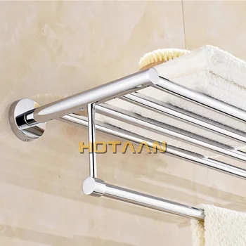 HOT SALG, GRATIS FORSENDELSE, vægmonteret Badeværelse håndklædeholder, chrome håndklæde rack,60 cm rustfrit stål håndklædeholder med kroge