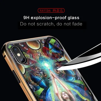 9D Beskyttende Glas Telefonen Tilfælde Dække for iPhone-11 Pro X XS Antal XR Hærdet Glas 6 6S 7 8 Plus Mandala Chakra Insistere på, Yoga sag