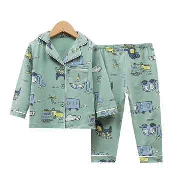TUONXYE Børns Gravemaskine Trykt Pyjamas Til Drenge med Lange Ærmer Bomuld Pyjamas Børn Pijama Infantil Søde Piger Hjem Bære Sæt