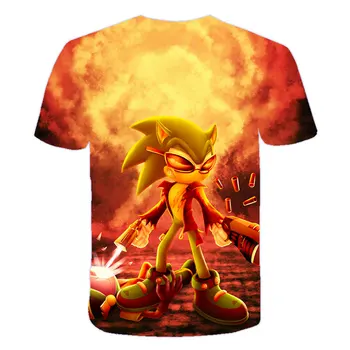Kid Sonic the Hedgehog t-shirt Afslappet Drenge T-shirt-3D Printet børnetøj Mode Tegneserie t-shirt Søde Street Pige Toppe