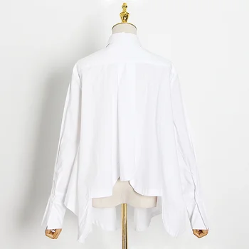 TWOTWINSTYLE Uregelmæssige Hvide Trøje Til Kvinder Revers Lange Ærmer Casual Solid Bluse Kvindelige Mode Nyt Tøj 2020 Efteråret Tidevandet