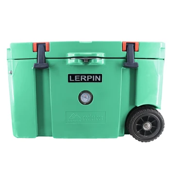 Lerpin nyeste design 70QT Plast PU-Skum isoleret fiskeri rullende rotomolded camping box køler