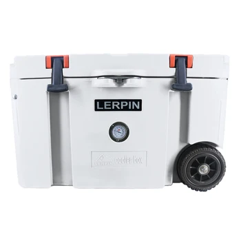 Lerpin nyeste design 70QT Plast PU-Skum isoleret fiskeri rullende rotomolded camping box køler