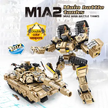 NYE M1A2 Abrams kampvogne Deformation Robot Mursten byggesten Legetøj til Børn Militære WW2-Serien