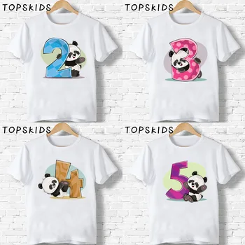 2020 Drenge/Piger tillykke med Fødselsdagen Panda Nummer 1-9 Bue Print T-shirt Baby Tegnefilm Sjove T-shirt Børn til Stede Tøj