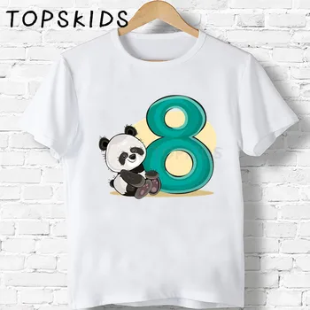 2020 Drenge/Piger tillykke med Fødselsdagen Panda Nummer 1-9 Bue Print T-shirt Baby Tegnefilm Sjove T-shirt Børn til Stede Tøj