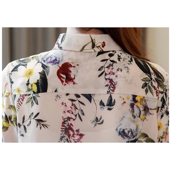 Dame Toppe Silke Bluse Kvinder 2020 Ny Langærmet Shirt Print Kvinder Vintage Plus Size Elegant Tøj Blusas Mujer 8183 50