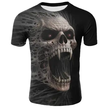 Nye rund hals skull T-shirt, mænds skull T-shirt punk T-shirt-kanon T-shirt af 3d-print-T-shirt i retro mænds tøj, sommer top si