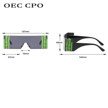 OEC CPO Overdimensionerede Rektangel Solbriller Kvinder Brand Mode Ét Stykke Square solbriller til Mænd Gafas Nuancer UV400 O592