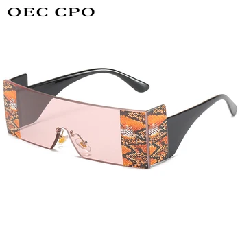 OEC CPO Overdimensionerede Rektangel Solbriller Kvinder Brand Mode Ét Stykke Square solbriller til Mænd Gafas Nuancer UV400 O592