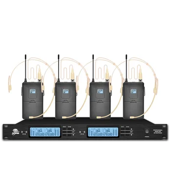 Professionelt UHF trådløst mikrofon system 4 kanal håndholdte mikrofon familie KTV part trådløse mikrofon