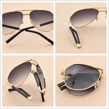 Folde Mærke Solbriller Mænd Fashion Designer Vintage solbriller kvinder Sammenklappelig Luftfart Sol Briller Progressiv Kørsel UV400