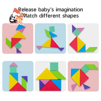 OOTD 96 Gåder Magnetiske Tangram Kids Legetøj Montessori Pædagogiske Magiske Bog Passer til Forældre, Familie Miljø Samle Spil