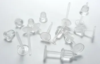 5mm Klar Plast Ørestikker Hypo-Allergifremkaldende Øre Indlæg med Øre Nødder (500 Par)