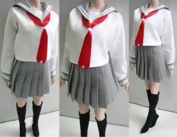 1/6 Kvindelige Tøj Studerende School Uniform & Sokker Set 3 Farver til 12 inches PH,HT,Kumik Kroppen Tal
