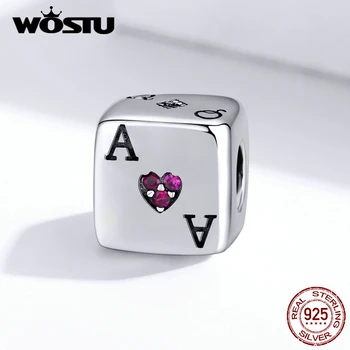 WOSTU Magic Dice & Poker Kort Charms 925 Sterling Sølv Perler Passer Oprindelige Armbånd, Vedhæng Heldig Smykker Gave CQC1440