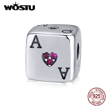 WOSTU Magic Dice & Poker Kort Charms 925 Sterling Sølv Perler Passer Oprindelige Armbånd, Vedhæng Heldig Smykker Gave CQC1440