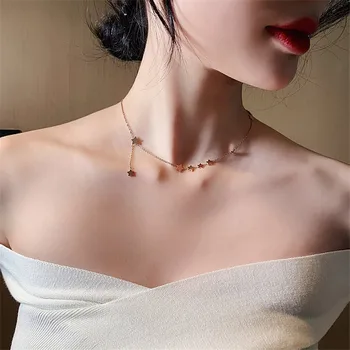 Mode Udsøgt Titanium Stål Pentagram Halskæde til Kvinden koreanske Nye Enkle Kravebenet Kæde Kvindelige Part Smykker Gave