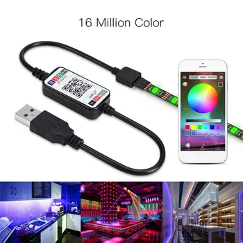 1 sæt APP Bluetooth-RGB LED Strip Light 1m 2m 3m 5m SMD 5050 DC 5V USB-Kabel, Power Fleksibel Lampe, TV Baggrundsbelysning Ledstrip