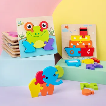 MaxRenard Børns Træ-Puslespil 3d Puslespil Toy Stereo Dyr Udvikling Børn Tidlig Pædagogisk Træ-Legetøj til Børn
