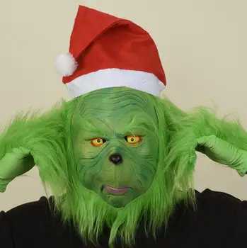 Hvordan Grinch Stjal Jul Cosplay Kostume Maske Prop Latex Masker og Handsker