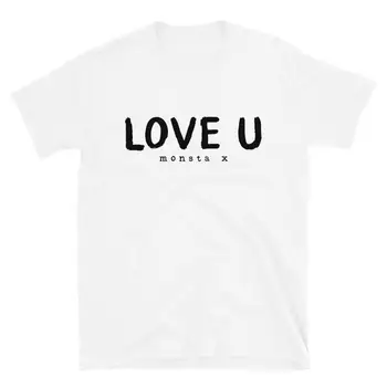 Love U Monsta X T-Shirt til Kvinder Kpop, Der Gør, at Du Elsker T-Shirt Afslappet Alligator MonstaX T-shirts Monbebe K-Pop-Fandom Tøj