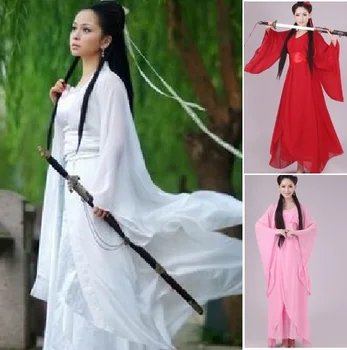 Kvinder Kong Fu Cosplay Fe Kostume Hanfu Tøj Kinesiske Traditionelle Antikke Kjole Dansescene Klud Klassiske Nv Hvide Kostume