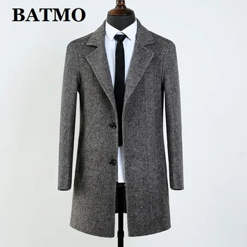 BATMO 2020 nye ankomst vinter 80% uld trench coat mænd,mænds grå casual uld jakker,AL52