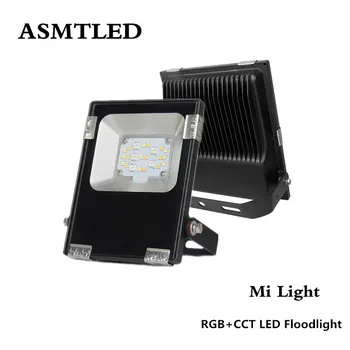 Høj Kvalitet Mi Lys RGB+CCT LED Flood light AC86-265V 10W 20W 30W-50W RF-Fjernbetjening / WiFi-Kontrol LED Projektør IP65 Vandtæt