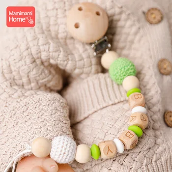 1 stk Baby Træ-Bidering Hæklet Plys Dyr Ring Musik Rasle Armbånd DIY Tilpasset Sut Kæde Baby Montessori Legetøj Gaver