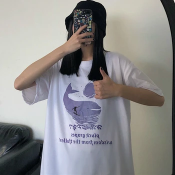 T-shirts Kvinder kortærmet Trykt Unisex Japansk Retro Harajuku Dame Bf Par 2020 Nye Mode Stil Femme t-Shirts Tøj