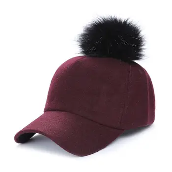 Efterår Og Vinter Mænd Af God Kvalitet Uld Baseball Caps Cas Pels Bolden Pompom Cap-Unisex Farve Filt Hat
