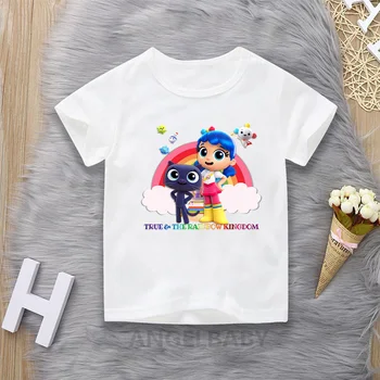 Sandt og Regnbuen Kongerige Tegneserie T-shirt Til Piger Sommeren Børn Toppe Baby Drenge Tøj, Sjove Børn T-shirt