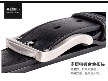 Genuine Leather For Men Black Buckle Jeans Belt Cowskin Casual Belts Business Belt