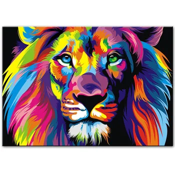 Akvarel Lion Pop Art Plakater Og Prints Abstrakte Dyr Lærred Kunst Vægmalerier Cuadros Billeder Til Stue Indretning