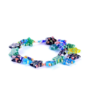 18pcs/string farver blandet 20mm Pentagram form mønster lampwork glas glas perler til armbånd, halskæde DIY smykker at gøre